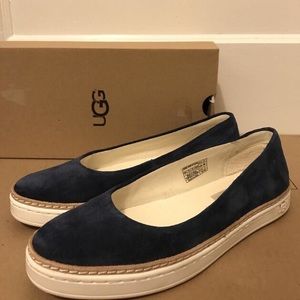 UGG Leather Flats-Navy Blue